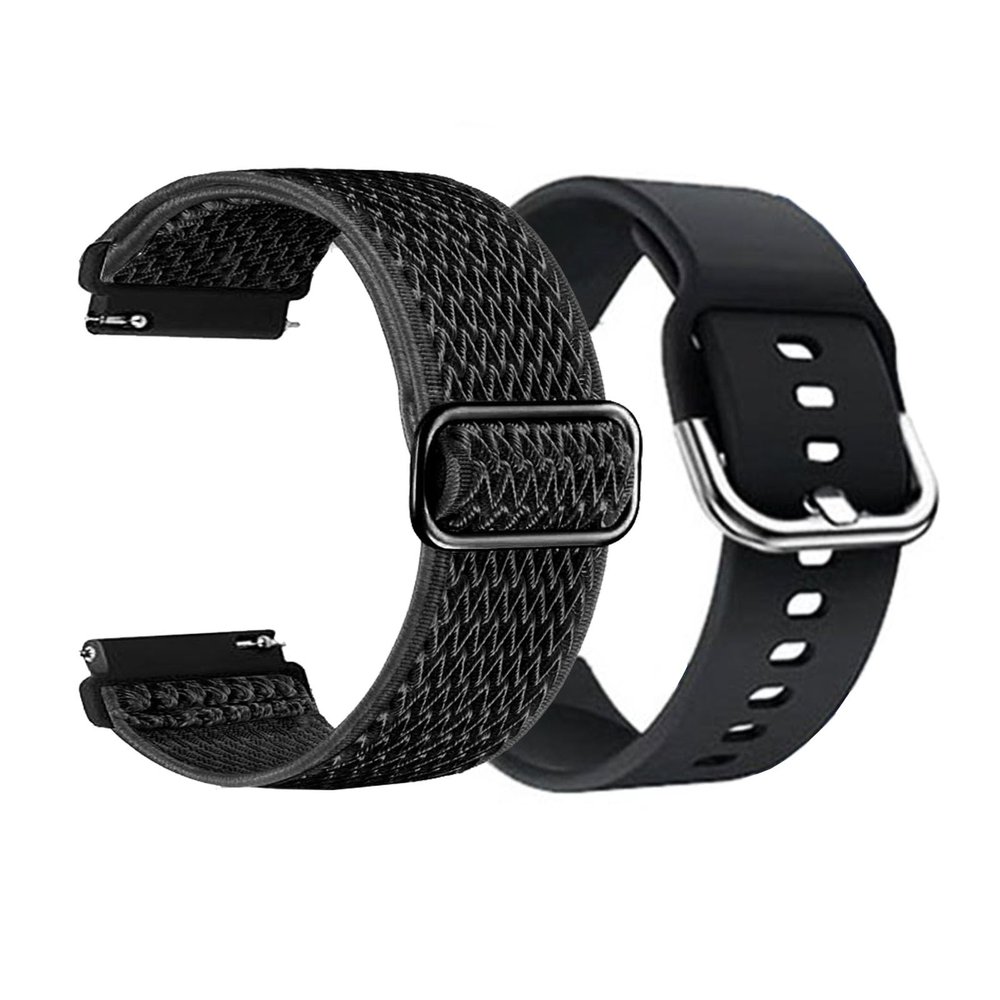 Compatible for CMF by Nothing Watch 3 pro Smart Watch Bands, 2-Pack Soft Silicone + Stretch Nylon Adjustable Straps for CMF Watch Pro/Pro 2 /Pro 3 Smartwatch Quick Release Replacement Wristbands
