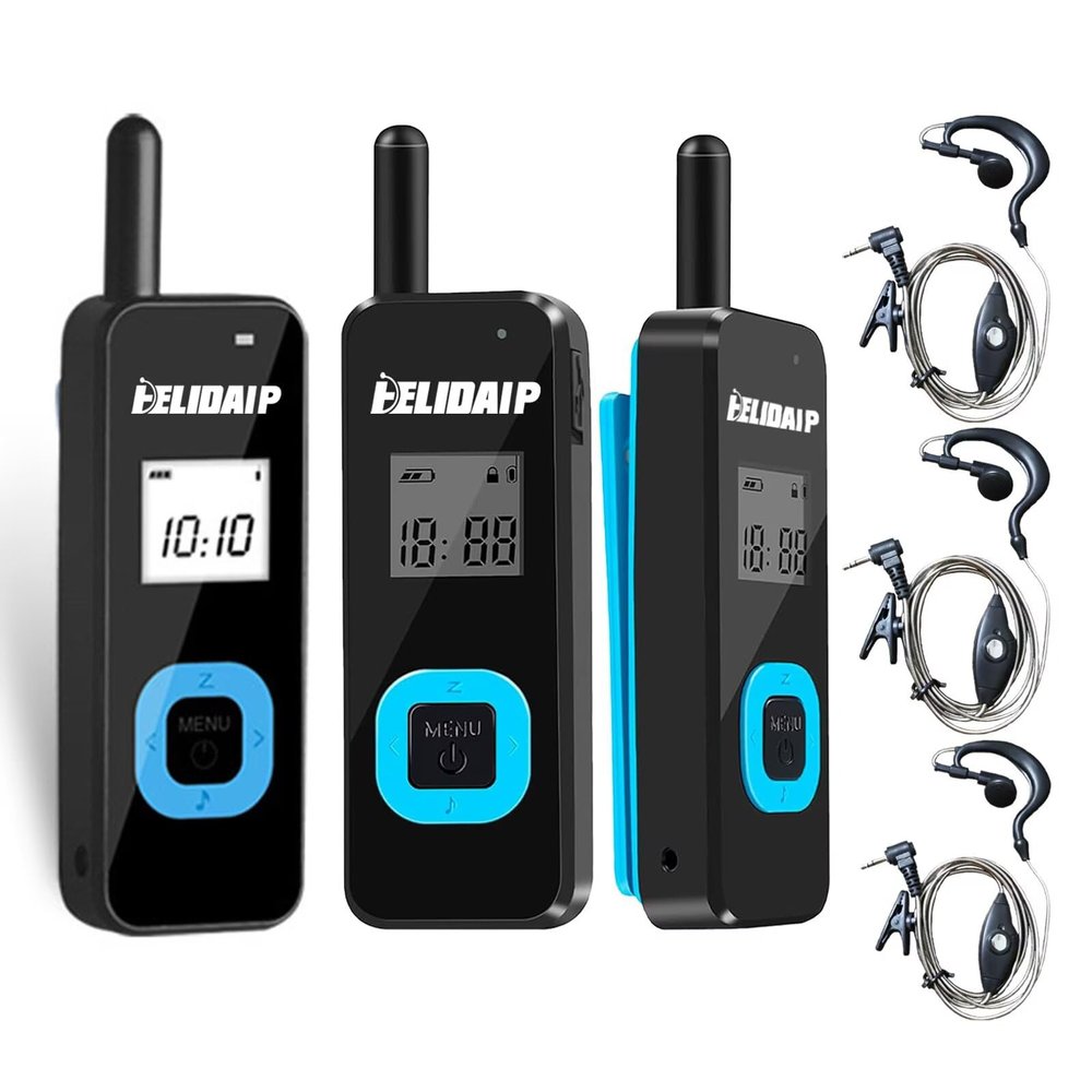 ELIDAIP T-M1 Super Mini Walkie Talkies with Headsets Portable Two Way Radio for Adults, Long Range Walkie Talkie for Hotel, Outdoor Sport, Restaurants, Hospital,Supermarket,Hiking,Camping, 3 Pack