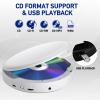 M-Amazup CD Player Portable, Rechargeable Portable CD Player with Dual Speakers and Anti Skip,CD,USB,AUX,LCD Display,Sensitive Button,5 EQ,A-B Repeat,10 Speeds for Home Car Fabric White view 3