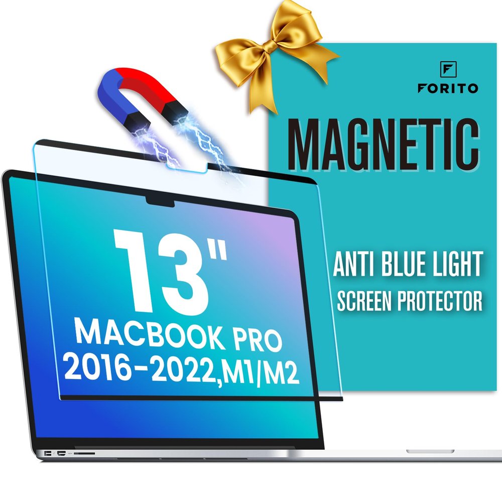 F FORITO Magnetic Anti Blue Light Screen Protector Compatible with MacBook Pro 13 inch (2016-2022, M1 M2), Bubble-Free Install, Removable & Reusable Anti Glare Matte Laptop Screen Shield