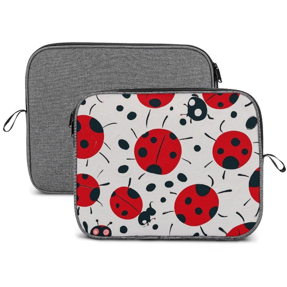 13-14inch Laptop Sleeve Laptop Protective Case Red Black Spotted Ladybug Durable Computer Carrying Bag for IPad, Documents