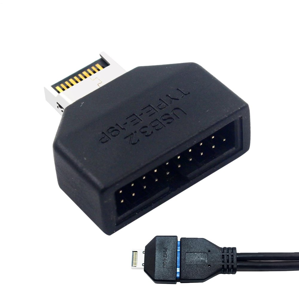 19-Pin Two USB Expansion Module, Two Front Panel Type-A Type-C Expansion, Header Internal Motherboard Converter Extension for Cable Management Office Pc Computer Maintenance Data Transfer