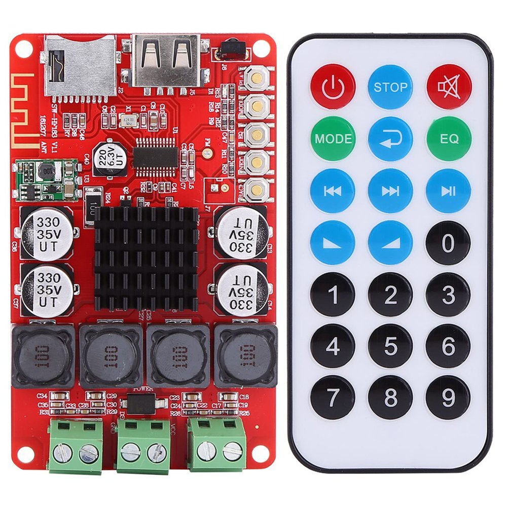 QANYEGN Portable Audio Receivers Amplifier Board, TF Card Decoder with Remote Control, Audio Power Amplifier Board for Various Audio Formats