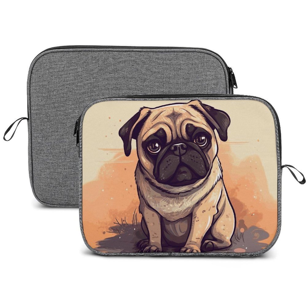 13-14 Inch Computer Cover Laptop Sleeve Case Pug Cartoon Laptop Carrying Bag for Men Women
