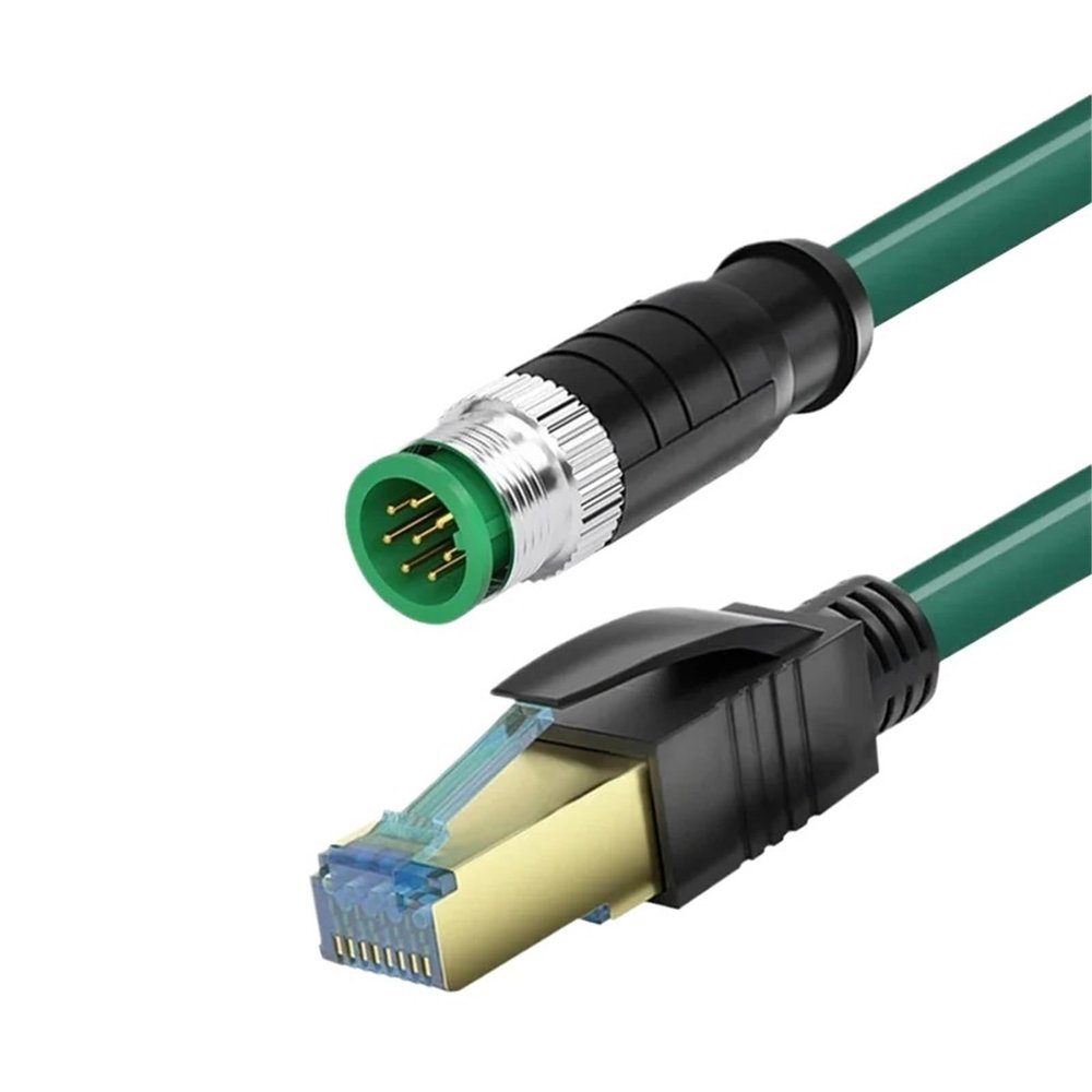 KQBNHV Waterproof M12 8Pin X Code to RJ45 Connector Cable 4Pin A/D-Type CAT6 Ethernet Wire Industrial Camera Shielded Twisted Pair Line(8P-Male-A Type)