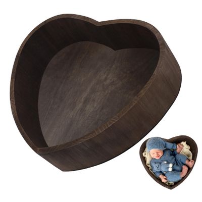 SHINEOFI 1Pc Heart Shaped Posing Basket Durable Wooden Newborn Photography Prop Lightweight Accessory for Unique Photos for Photographers