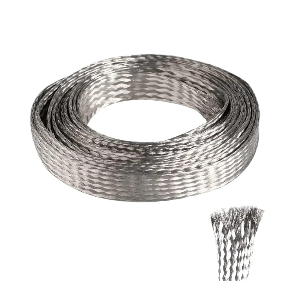 Flat Copper Braided Cable 1/5/10M Copper Braided Sleeve Tinned Plating 4 6 8 10 15 18 25 mm Expandable Metal Sheath Screening Signal Wire Cable Shielded(Tinned Copper,25mm 1M)