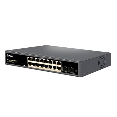 Ztyuav 18-Port Full Gigabit Easy Web Managed Cloud-Management Ethernet Switch-16 Ethernet Ports & 2 SFP+ Ports, VLAN/QoS/IGMP/LAG/TELNET/CLI Supported, Plug & Play Fanless Metal Design