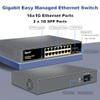 Ztyuav 18-Port Full Gigabit Easy Web Managed Cloud-Management Ethernet Switch-16 Ethernet Ports & 2 SFP+ Ports, VLAN/QoS/IGMP/LAG/TELNET/CLI Supported, Plug & Play Fanless Metal Design view 2