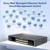 Ztyuav 18-Port Full Gigabit Easy Web Managed Cloud-Management Ethernet Switch-16 Ethernet Ports & 2 SFP+ Ports, VLAN/QoS/IGMP/LAG/TELNET/CLI Supported, Plug & Play Fanless Metal Design view 3
