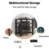 FZYUAN AV Media Stand Desktop Video Audio Rack with Wooden Shelf, Open Stereo Cabinet Corner Component Cabinet, Portable Media Storage Cabinet for Computer Desk,Walnut,3 Tier W 15.7 view 2