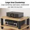 FZYUAN AV Media Stand Desktop Video Audio Rack with Wooden Shelf, Open Stereo Cabinet Corner Component Cabinet, Portable Media Storage Cabinet for Computer Desk,Walnut,3 Tier W 15.7 view 3