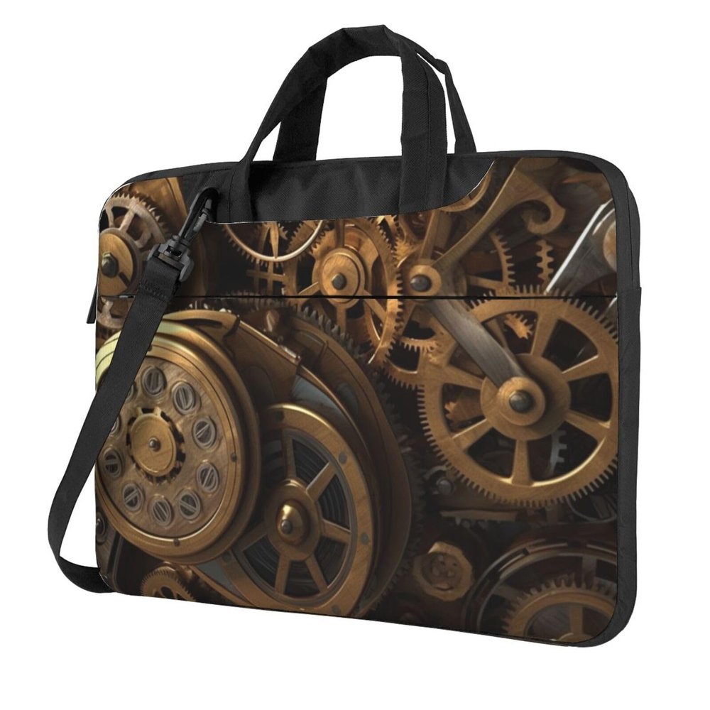 13 Inch Laptop Shoulder Bag For Men Women,Waterproof Briefcase Messenger Bag Cool Steampunk Gears Laptop Sleeve Bag W/Strap Handle