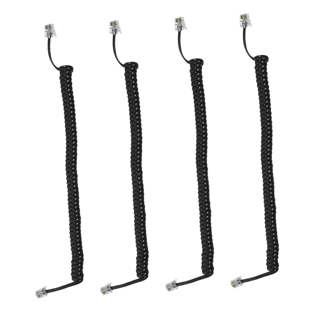 SHINEOFI 4pcs Coiled Telephone Cord Stretchable Phone Cable for Use Compatibility Durable Design Flexible Spring Wire for Easy Storage
