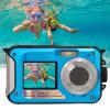 Vomeko 2.7K 48MP Underwater Camera 0FT Dual Screen Digital Camera with 16X Zoom Includes 32GB Card & Floating Strap for Snorkeling Travel (Blue) view 2