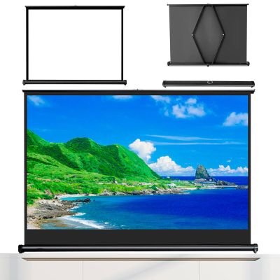 30/40/50 inch Portable Floor Standing Projection Screen, 4:3/16:9 Pull Up Retractable Movies Screen, Table Top Projector Screen for Presentation Education Outdoor Indoor Public Display(16:9,50")