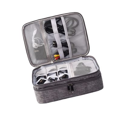 SHINEOFI Layers Electronics Organizer Case Portable Storage Bag for Cables Chargers Power Banks Accessories Travel Friendly Handbag for Devices Grey