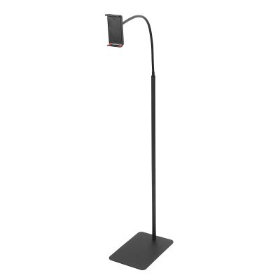 Adjustable Tablet Floor Stand for Live Streaming and Watching Movies, Sturdy Aluminum Alloy Material with Non Slip Base, Easy to Install, Wide Clamp for Phones and Tablets