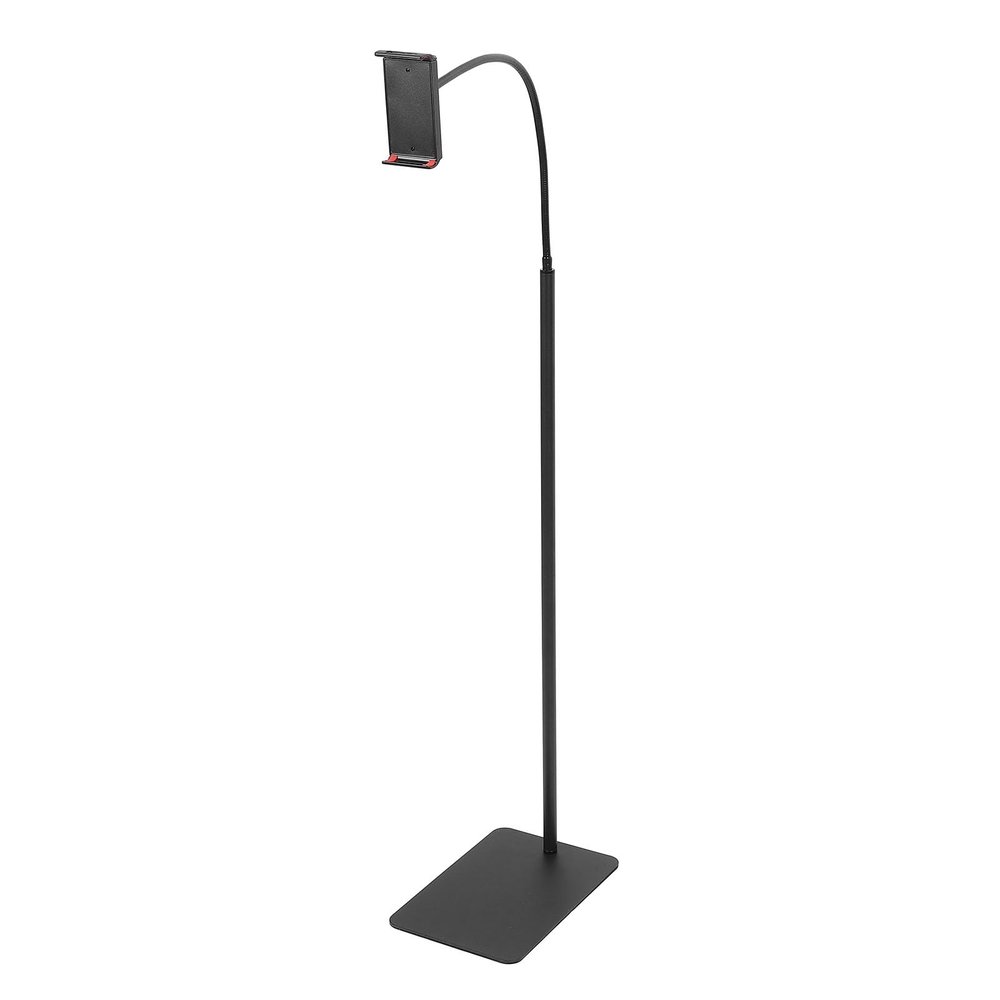Adjustable Tablet Floor Stand for Live Streaming and Watching Movies, Sturdy Aluminum Alloy Material with Non Slip Base, Easy to Install, Wide Clamp for Phones and Tablets