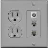 RiteAV - 2 Port Cat6 Ethernet 1 Coax Cable TV Wall Plate - Round Outlet [Gray/Gray] view 1