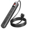 Tepongofa Power Strip 5FT/10 FT, 13-in-1 Red Switch Power Strip with 8 Outlets 3 USB Ports(2 USB C), Side Plug Design, One-Key Mains Switch,Wall Mount for Home Office, White/Black (Black, 5FT) view 1