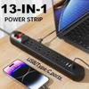 Tepongofa Power Strip 5FT/10 FT, 13-in-1 Red Switch Power Strip with 8 Outlets 3 USB Ports(2 USB C), Side Plug Design, One-Key Mains Switch,Wall Mount for Home Office, White/Black (Black, 5FT) view 3