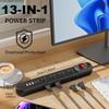 Tepongofa Power Strip 5FT/10 FT, 13-in-1 Red Switch Power Strip with 8 Outlets 3 USB Ports(2 USB C), Side Plug Design, One-Key Mains Switch,Wall Mount for Home Office, White/Black (Black, 5FT) view 4