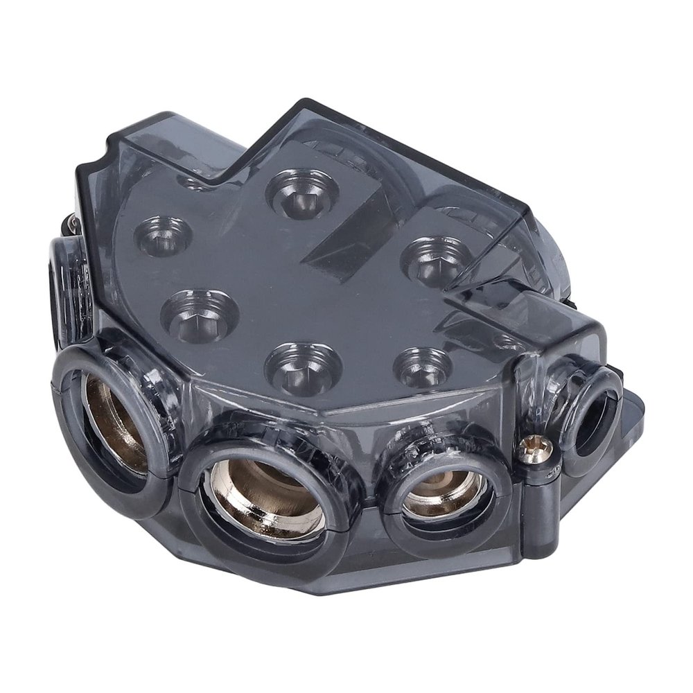 AOWINHIT 6 Way Power Fuse Distribution Block Ground Cable Splitter 0 Gauge 2/4/8 Gauge Out Car Audio Amp