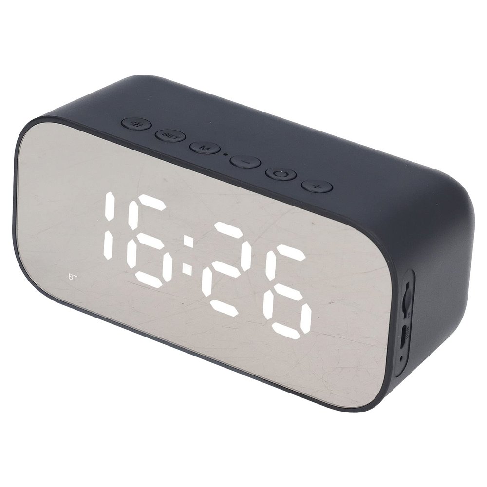 Yunir Alarm Clock Radio, Digital Alarm Clock with Bluetooth Speaker, FM Radio, Dual Alarm, 3 Level Dimmer, LED Digital Clock for Bedroom Bedside Office (Black)