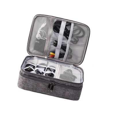 Angoily Layers Electronics Organizer Bag for Travel Detachable Storage Pouch for Cables U Discs Power Banks and Accessories Grey
