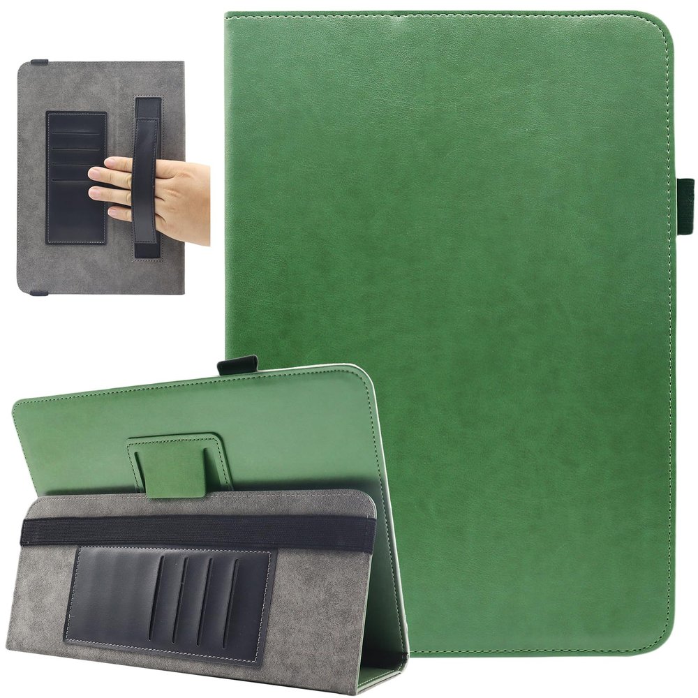 Universal 10 Inch Tablet Case, Universal 10.1 Inch Tablet Case, Viclowlpfe Protective Folio Stand Android Case for 9.6-11 Inch Tablet with Hand Strap and Cards Slots, Olive Green