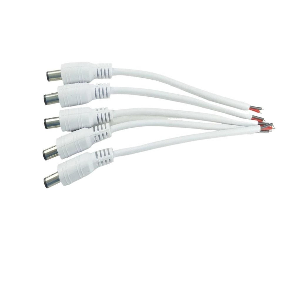 1/5/10 Pcs 5.5x2.1mm DC Male Female Power Plug Cable Wire Jack Adapter Connector for CCTV Single Color 3528 5050 LED Tape Light(5 Male White)