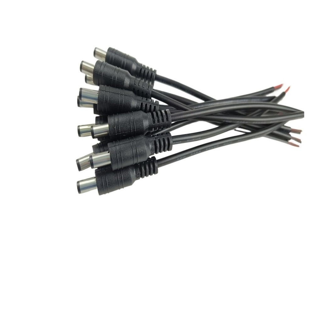 1/5/10 Pcs 5.5x2.1mm DC Male Female Power Plug Cable Wire Jack Adapter Connector for CCTV Single Color 3528 5050 LED Tape Light(10 Male Black)