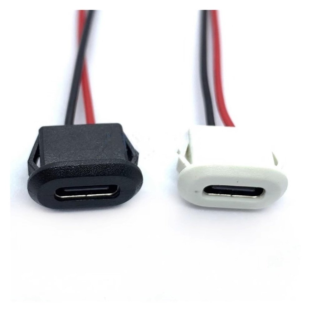 1-10pcs USB Type C 2pin Connector Jack Female Type-C with Card Buckle 3A Fast Charging Jack Port USB-C Charger Plug Socket(White,2pcs)