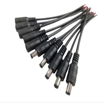 1/5/10 Pcs 5.5x2.1mm DC Male Female Power Plug Cable Wire Jack Adapter Connector for CCTV Single Color 3528 5050 LED Tape Light(5 Pairs Black)