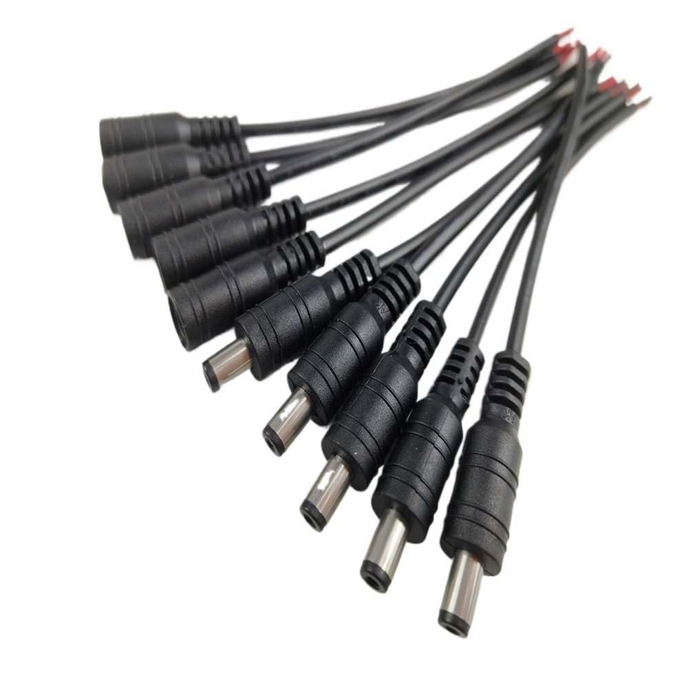 1/5/10 Pcs 5.5x2.1mm DC Male Female Power Plug Cable Wire Jack Adapter Connector for CCTV Single Color 3528 5050 LED Tape Light(5 Pairs Black)