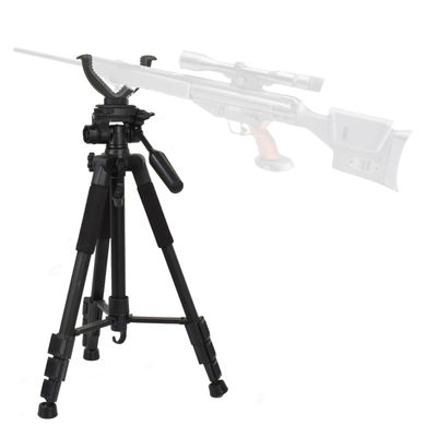 Shooting Sticks Tripod Hunting Rests with 360 Rotatable V Yoke, Adjustable Height 21.6 in-59in, Aluminum Alloy Hunting Monopod for Mountain Outdoor Camping-Black