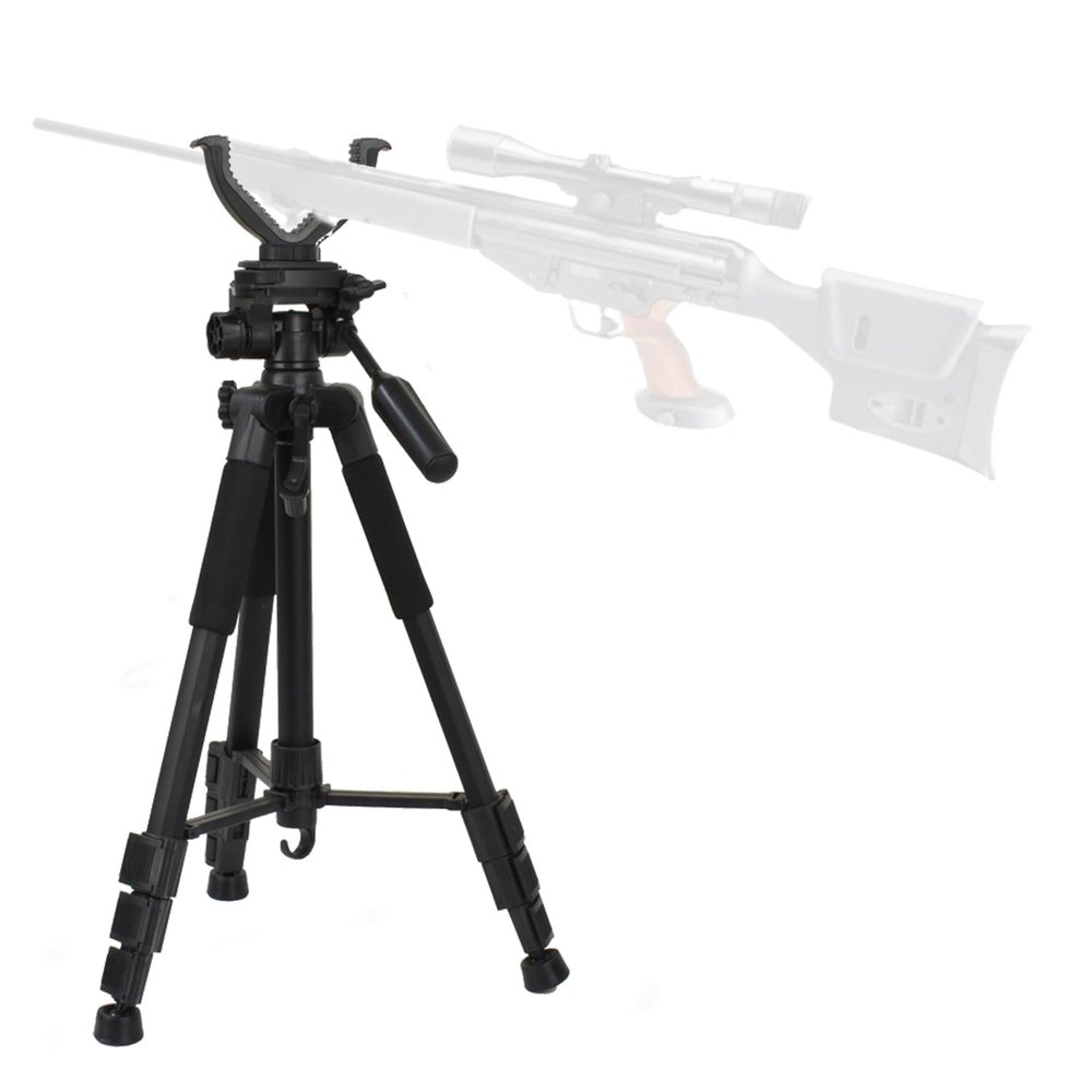 Shooting Sticks Tripod Hunting Rests with 360 Rotatable V Yoke, Adjustable Height 21.6 in-59in, Aluminum Alloy Hunting Monopod for Mountain Outdoor Camping-Black