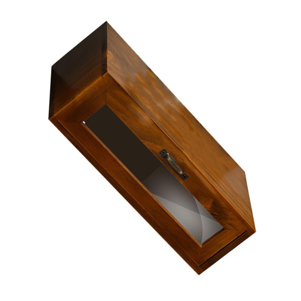 SHINEOFI Retro Computer Monitor Stand Riser Drawer Acrylic Desktop Storage Box for Office Supplies Wooden Organizer for Stylish Workspaces