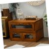 SHINEOFI Retro Computer Monitor Stand Riser Drawer Acrylic Desktop Storage Box for Office Supplies Wooden Organizer for Stylish Workspaces view 2