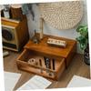 SHINEOFI Retro Computer Monitor Stand Riser Drawer Acrylic Desktop Storage Box for Office Supplies Wooden Organizer for Stylish Workspaces view 3