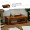 SHINEOFI Retro Computer Monitor Stand Riser Drawer Acrylic Desktop Storage Box for Office Supplies Wooden Organizer for Stylish Workspaces view 4