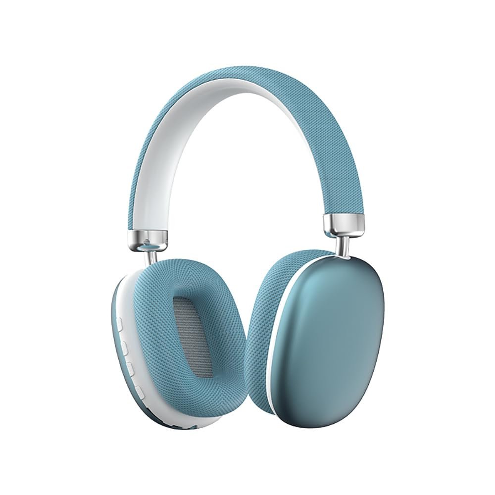 Bluetooth 5.3 Headphones, Hi-Fi Stereo Sound, 12H Playtime, Dual Connection, Over-Ear Wireless Headset with Type-C, Silver (Blue)