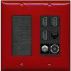 RiteAV 3 Port HDMI 1 Coax TV F-Type Cat6 Ethernet Toslink Optical Wall Plate - Brush [Red/Black] view 1