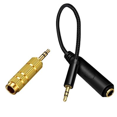 2-Pack 1/4 to 3.5 mm Stereo Headphone Jack Adapter TRS 1/4 to 1/8 AUX Audio Plug Male to 6.35 mm (1/4'') Jack Female cable connection For Headphone, Piano,Adapter,guitar,Microphone,speaker,PC