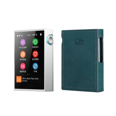 SHANLING M1 Plus Pure Music Player with Leather Case,Portable Hi Res MP3 Plyaer,ES9069Q DAC,768kHz/32bit,DSD512,661mW@32 Output,Support LDAC/WiFi/DLNA/Airplay/Tidal (Silver+Green Case)