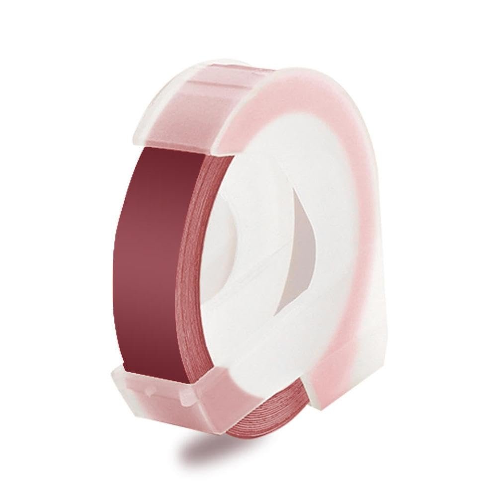 10 Packs 9mm 3D Embossing Label Tape - Compatible with Motex E101/E202, Dimo Labeller & Typewriter Models 12965/1540/1610/1880(Maroon)