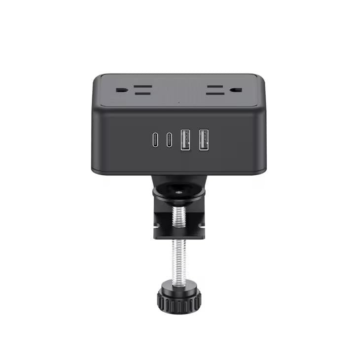 8-in-1 Desk Clamp Power Strip Desktop Mount with 4 AC Outlets, 2 USB-A & 2 USB-C (20W), ETL Certified, 6.6FT Flat Plug, Space-Saving Clamp-On Desk Outlet for Home, Office, Dorm, Conference Table