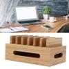 BambooWood Tablet Storage Bracket, 19x12x9cm Cell Phone Dock Portable Tablet Computer Organizer Storage Box for Home Office view 4