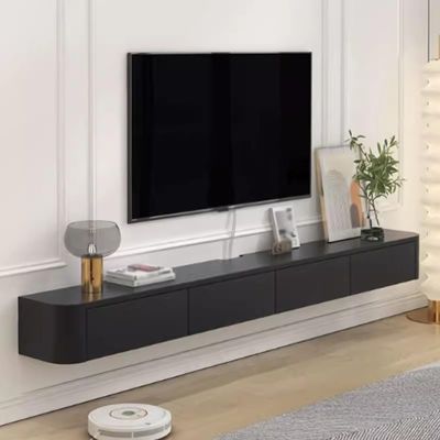 Black Floating TV Stand with Large Storage Wall-Mounted TV Cabinet Wooden Media Console Storage Cabinet Under The TV Creative idea(140x24x20cm)